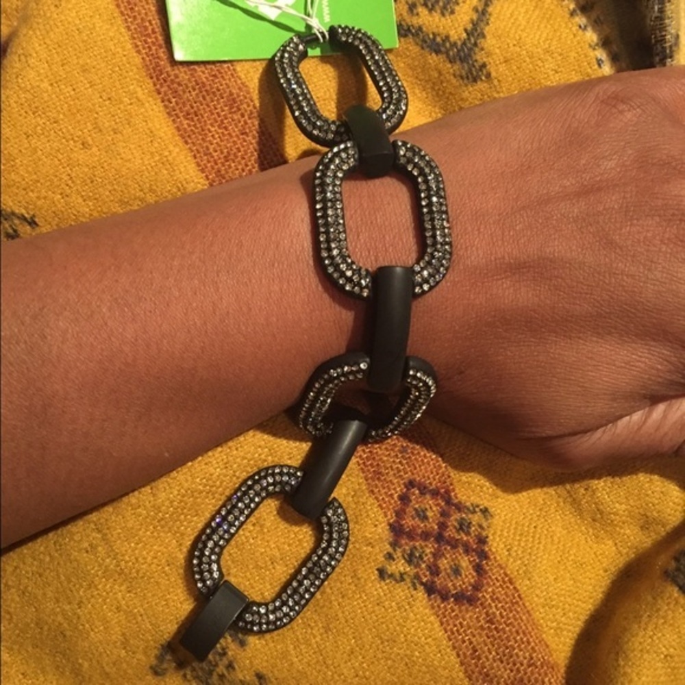 C. Wonder Bracelet Rhinestone & Black Metal - NWT